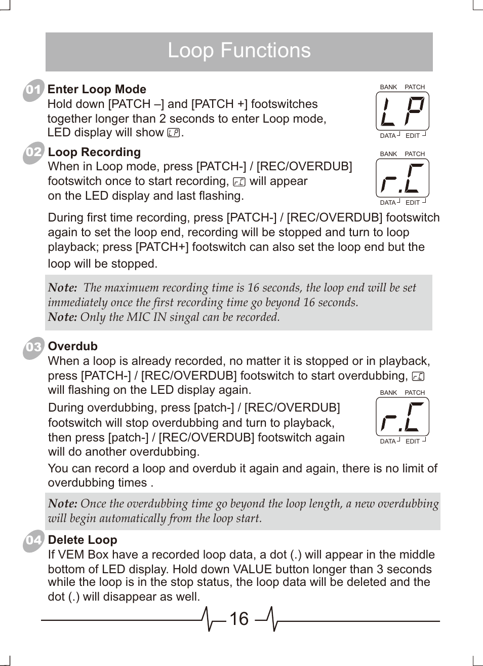 页 17, Loop functions | MOOER VEM Box User Manual | Page 17 / 28