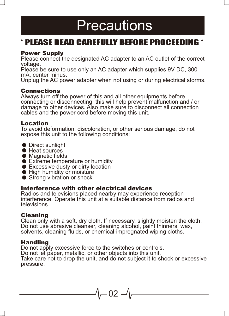 Precautions, Please read carefully before proceeding | MOOER VEM Box User Manual | Page 3 / 28