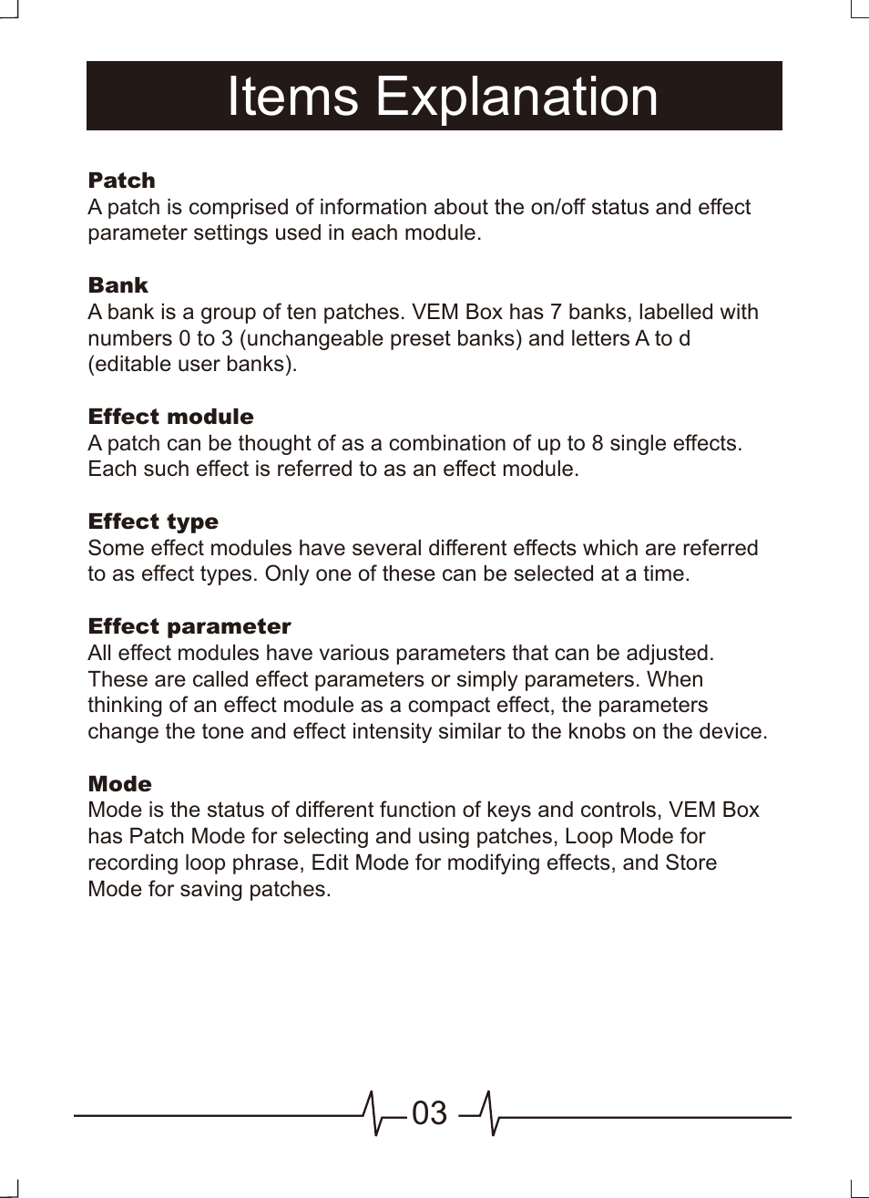 Items explanation | MOOER VEM Box User Manual | Page 4 / 28