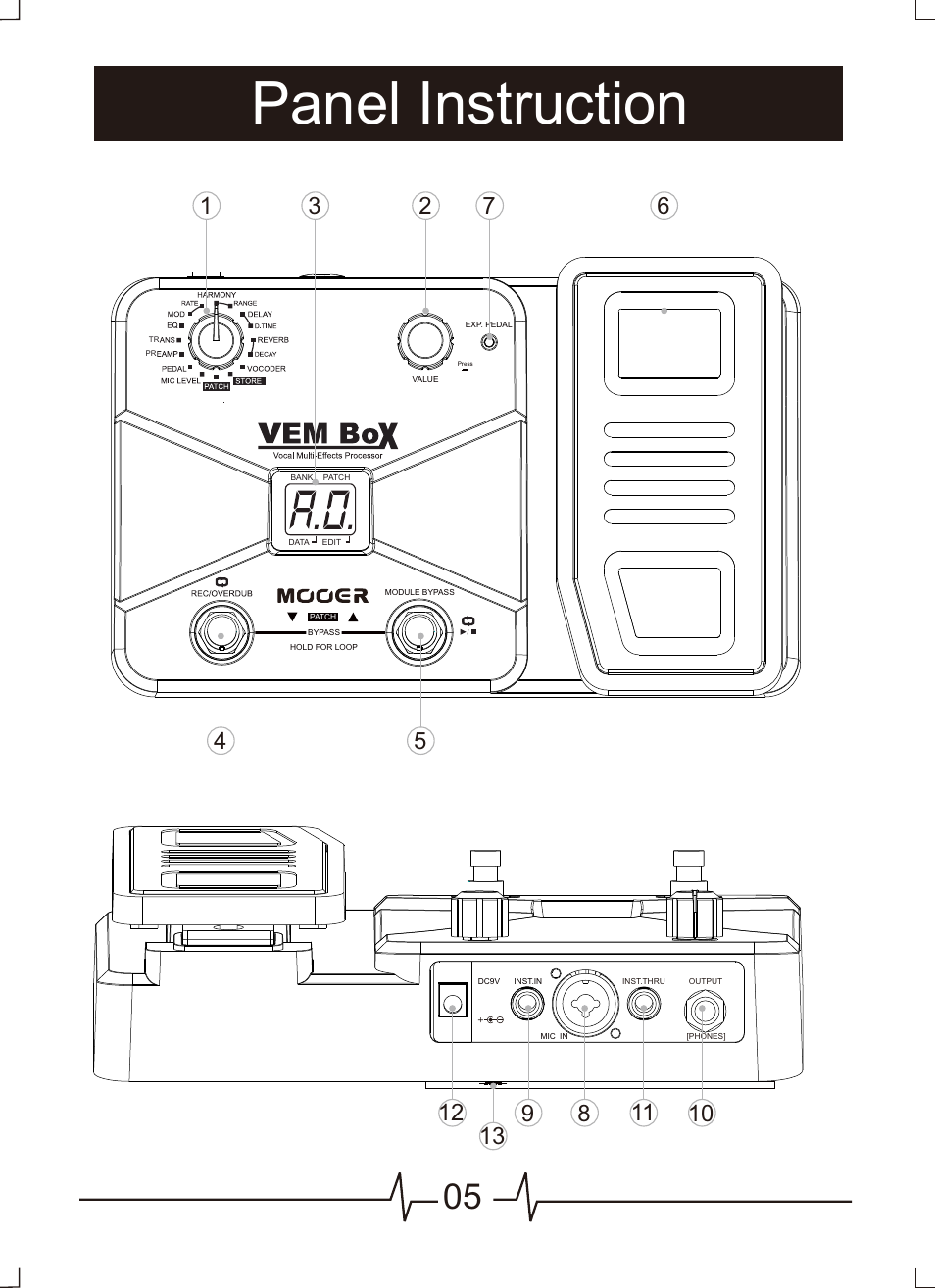 Panel instruction | MOOER VEM Box User Manual | Page 6 / 28