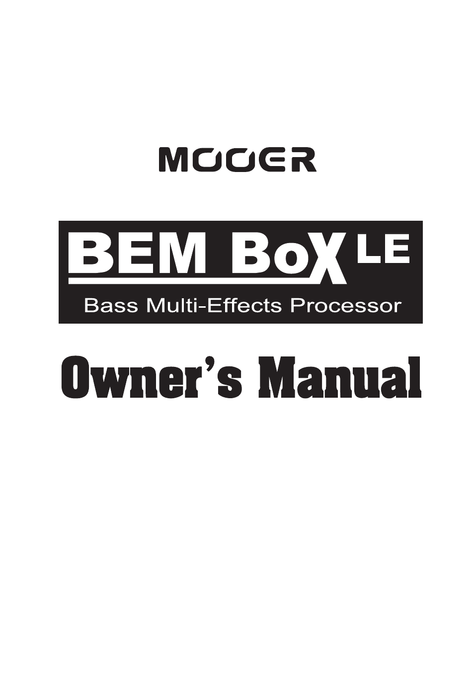 MOOER BEM Box LE User Manual | 26 pages