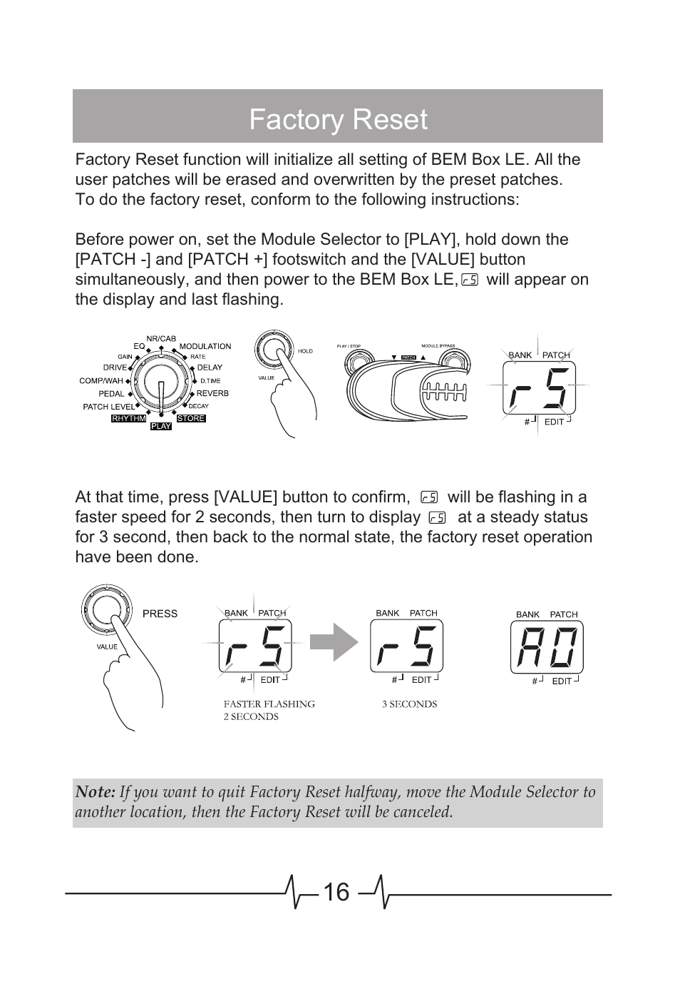 Factory reset | MOOER BEM Box LE User Manual | Page 17 / 26