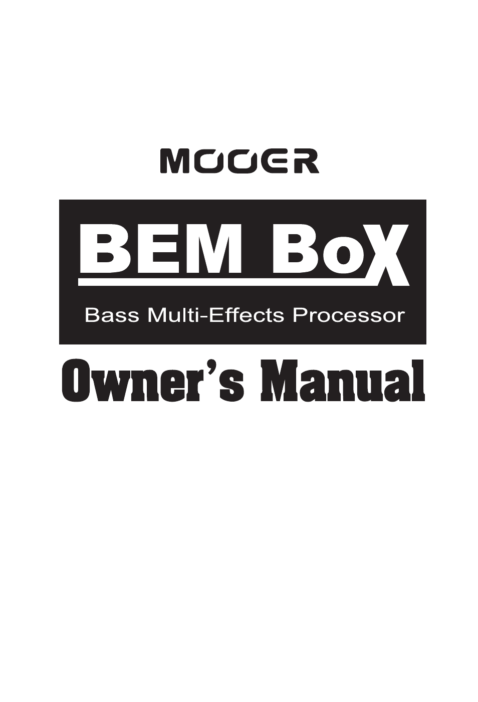 MOOER BEM Box User Manual | 27 pages