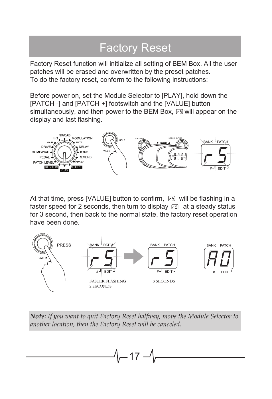 Factory reset | MOOER BEM Box User Manual | Page 18 / 27