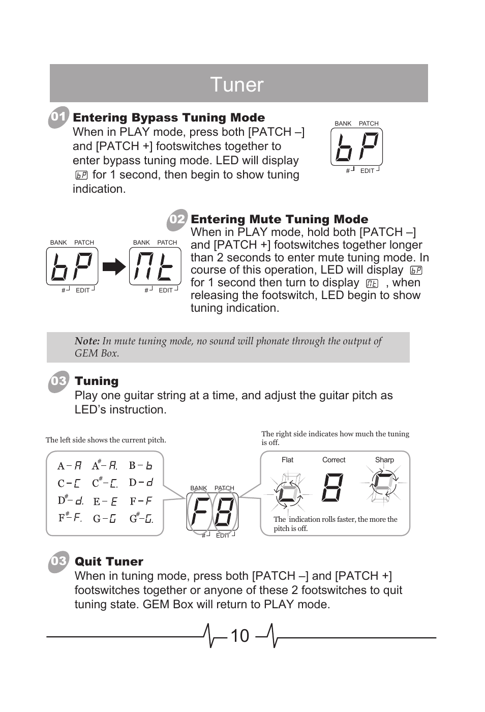 Tuner | MOOER GEM Box User Manual | Page 11 / 27