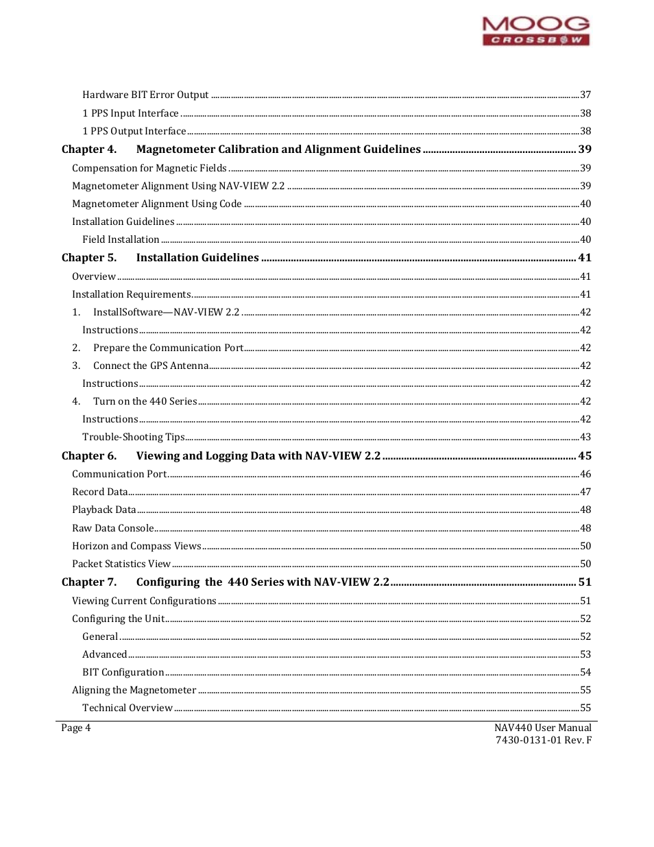 Moog Crossbow NAV440 Series User Manual | Page 4 / 128