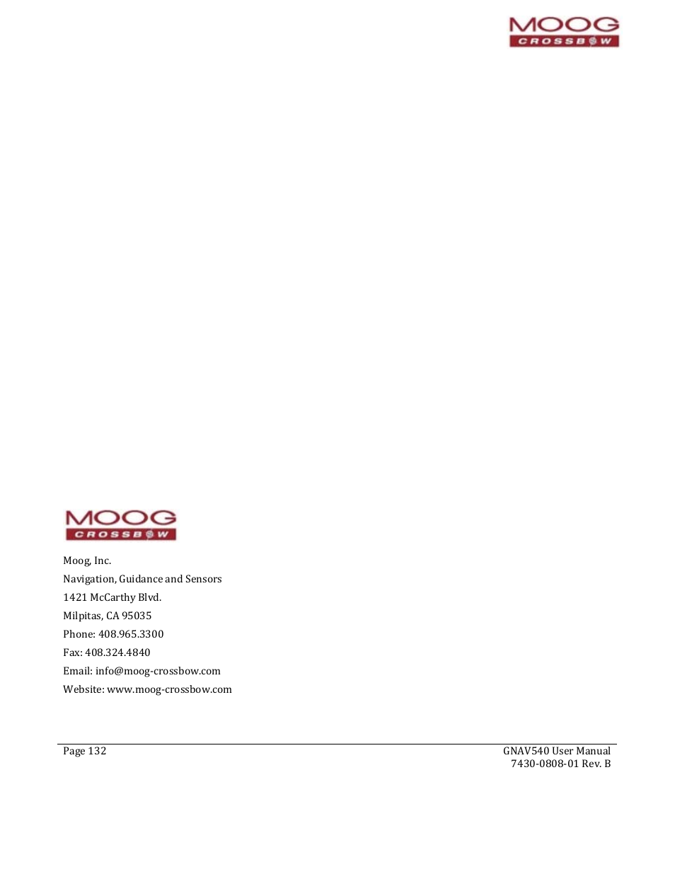 Moog Crossbow GNAV540 User Manual | Page 132 / 132