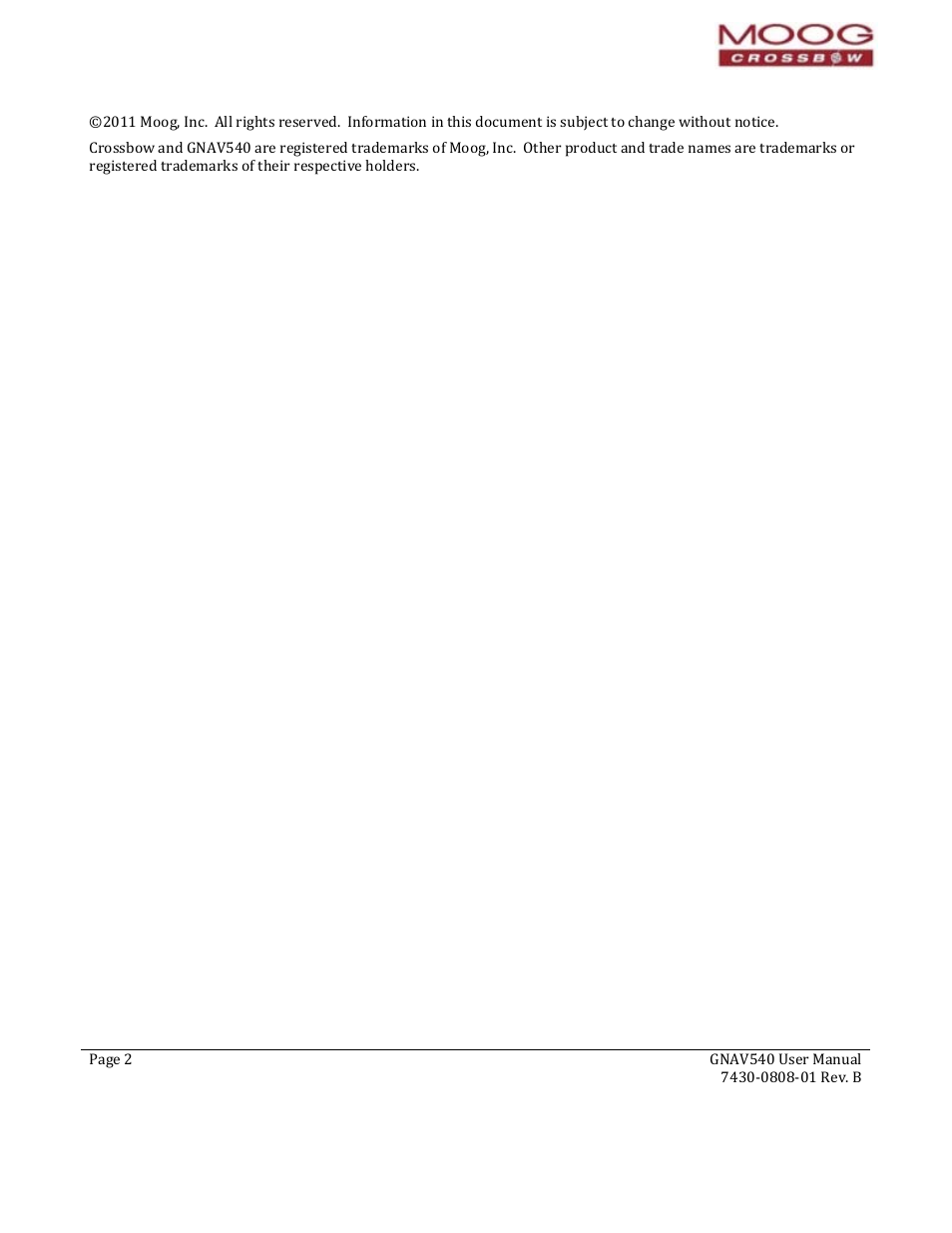 Moog Crossbow GNAV540 User Manual | Page 2 / 132