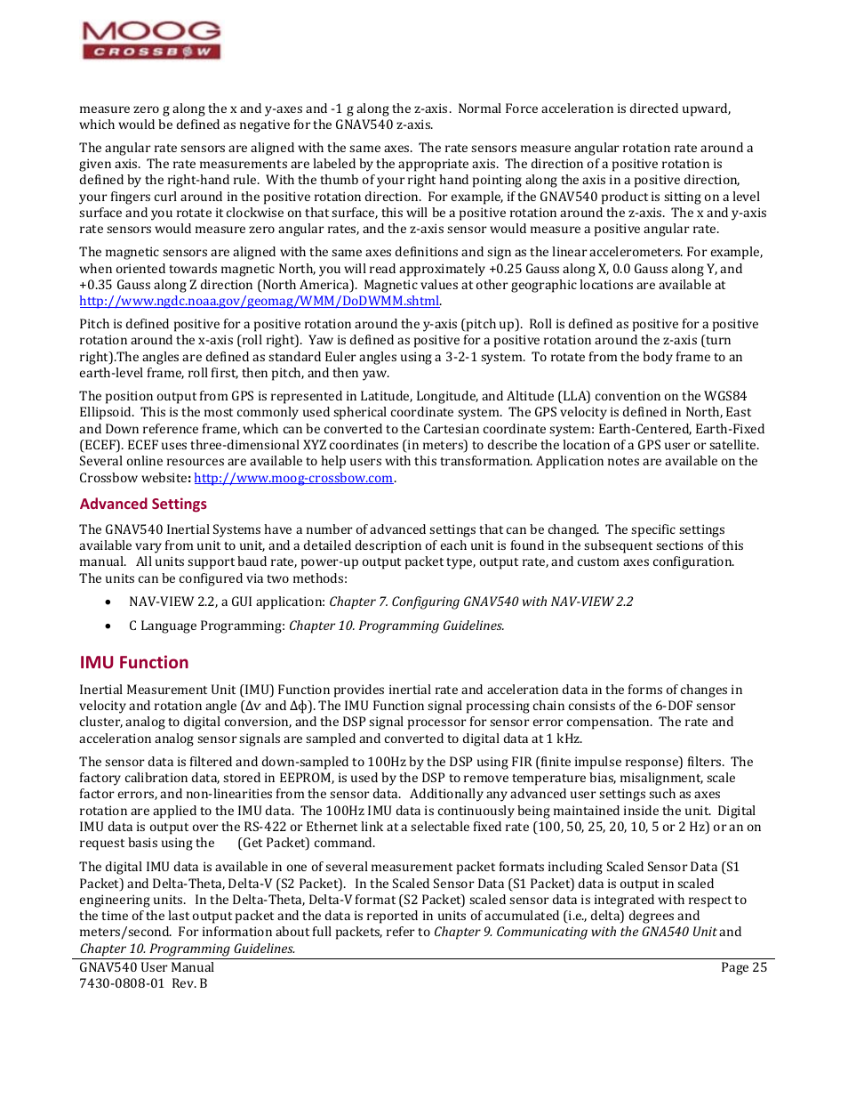 Advanced settings, Imu function, Nced settings | U function, Imu adv, Dinate syst, Gnav540 default coor | Moog Crossbow GNAV540 User Manual | Page 25 / 132