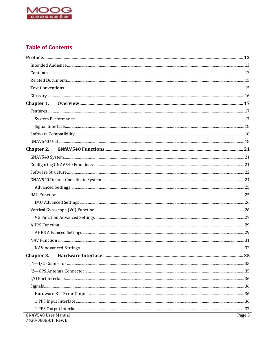 Moog Crossbow GNAV540 User Manual | Page 3 / 132