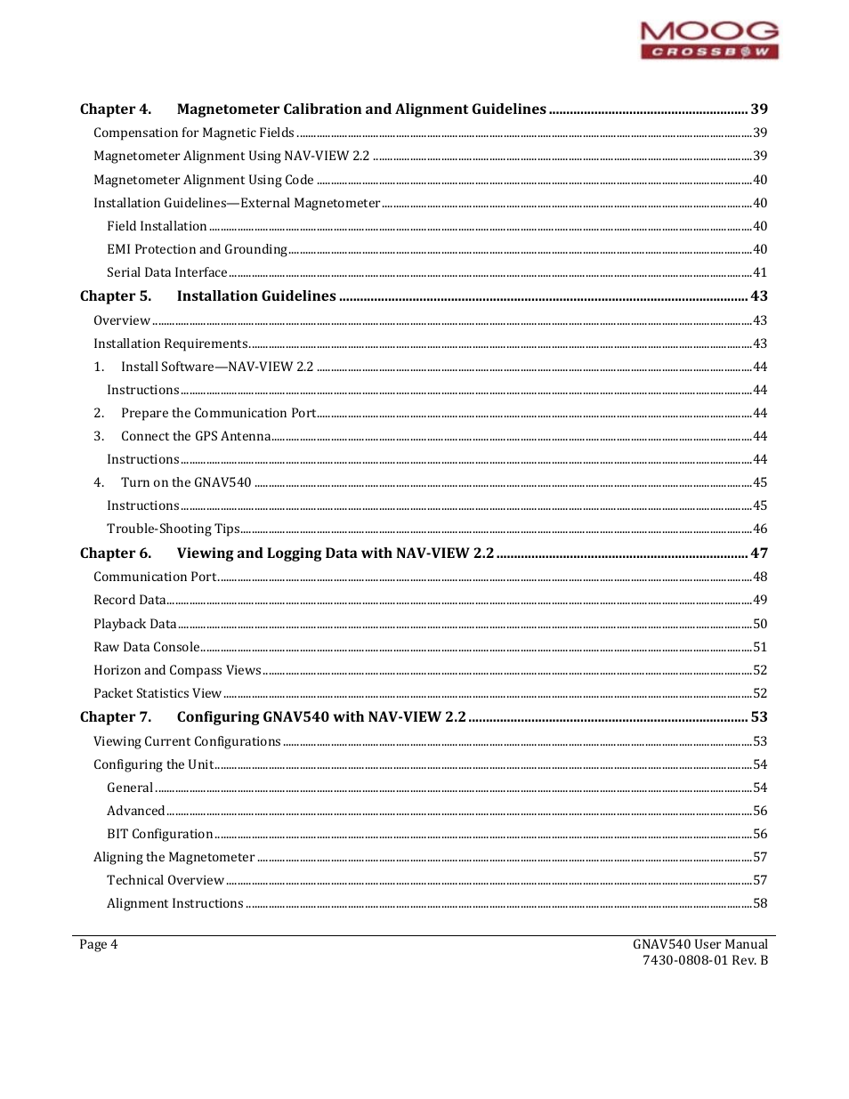 Moog Crossbow GNAV540 User Manual | Page 4 / 132