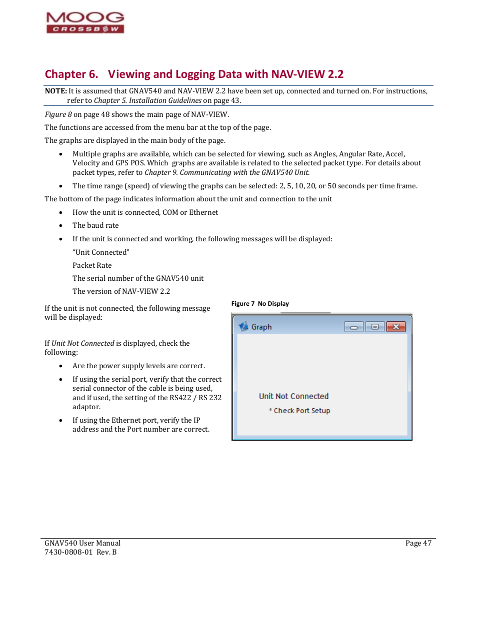 Figure 7 no display, Guidelines, Chapter 5 | Chapter 6. viewing and logging | Moog Crossbow GNAV540 User Manual | Page 47 / 132