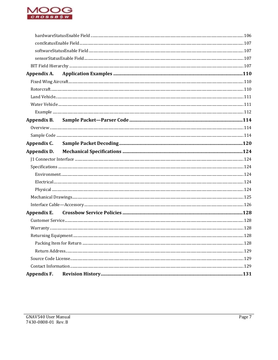 Moog Crossbow GNAV540 User Manual | Page 7 / 132