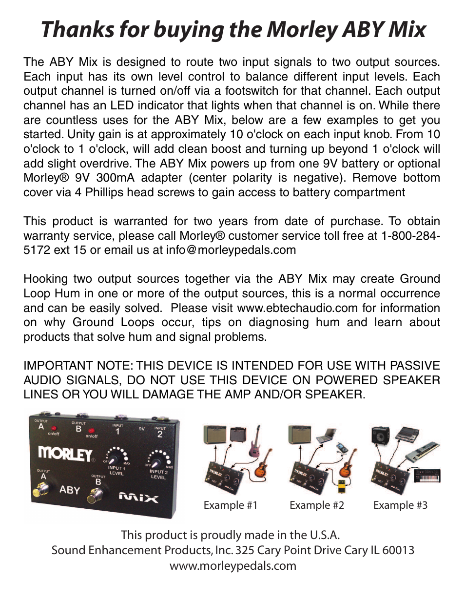 Morley ABY MIX (ABY Mix) User Manual | 1 page