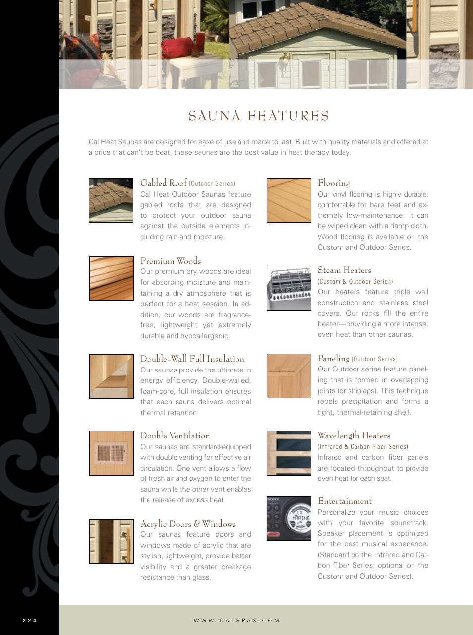 Sauna features | Cal Flame Infrared IR100 User Manual | Page 6 / 18