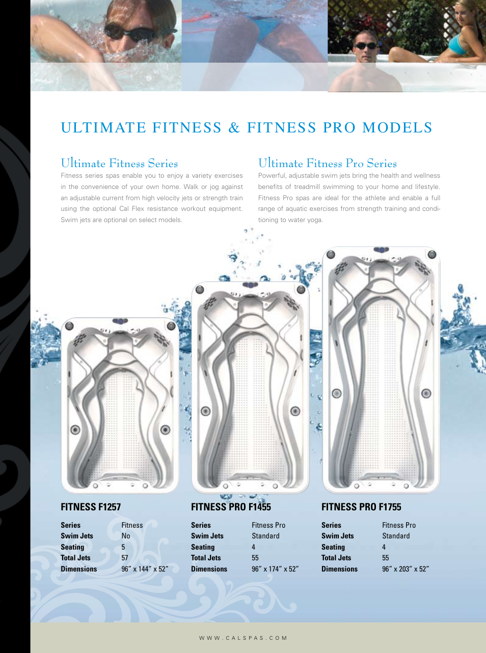 Ultimate fitness & fitness pro models, Ultimate fitness series, Ultimate fitness pro series | Cal Flame Ultimate Fitness Hot Tub User Manual | Page 4 / 22