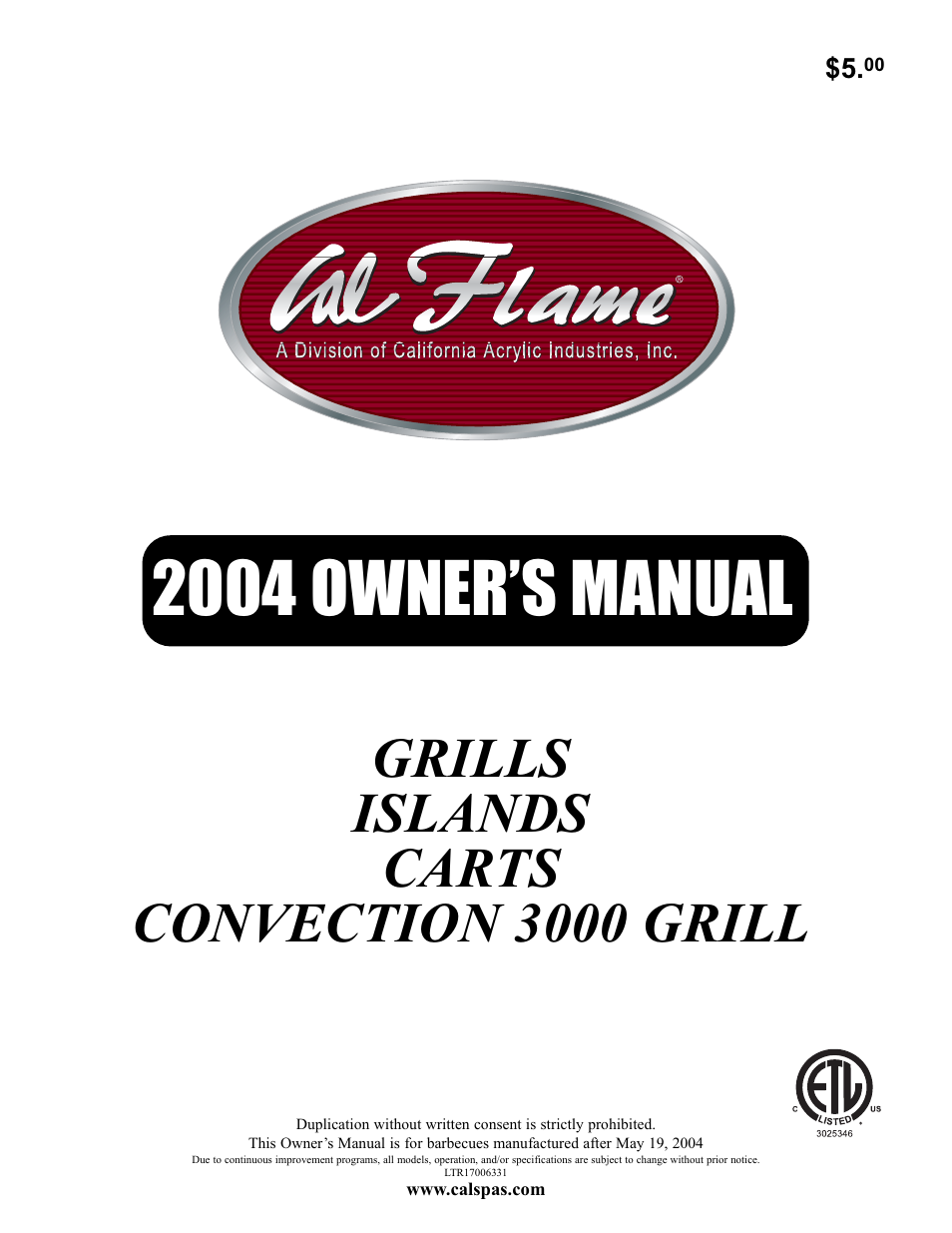 Cal Flame 3000 User Manual | 61 pages