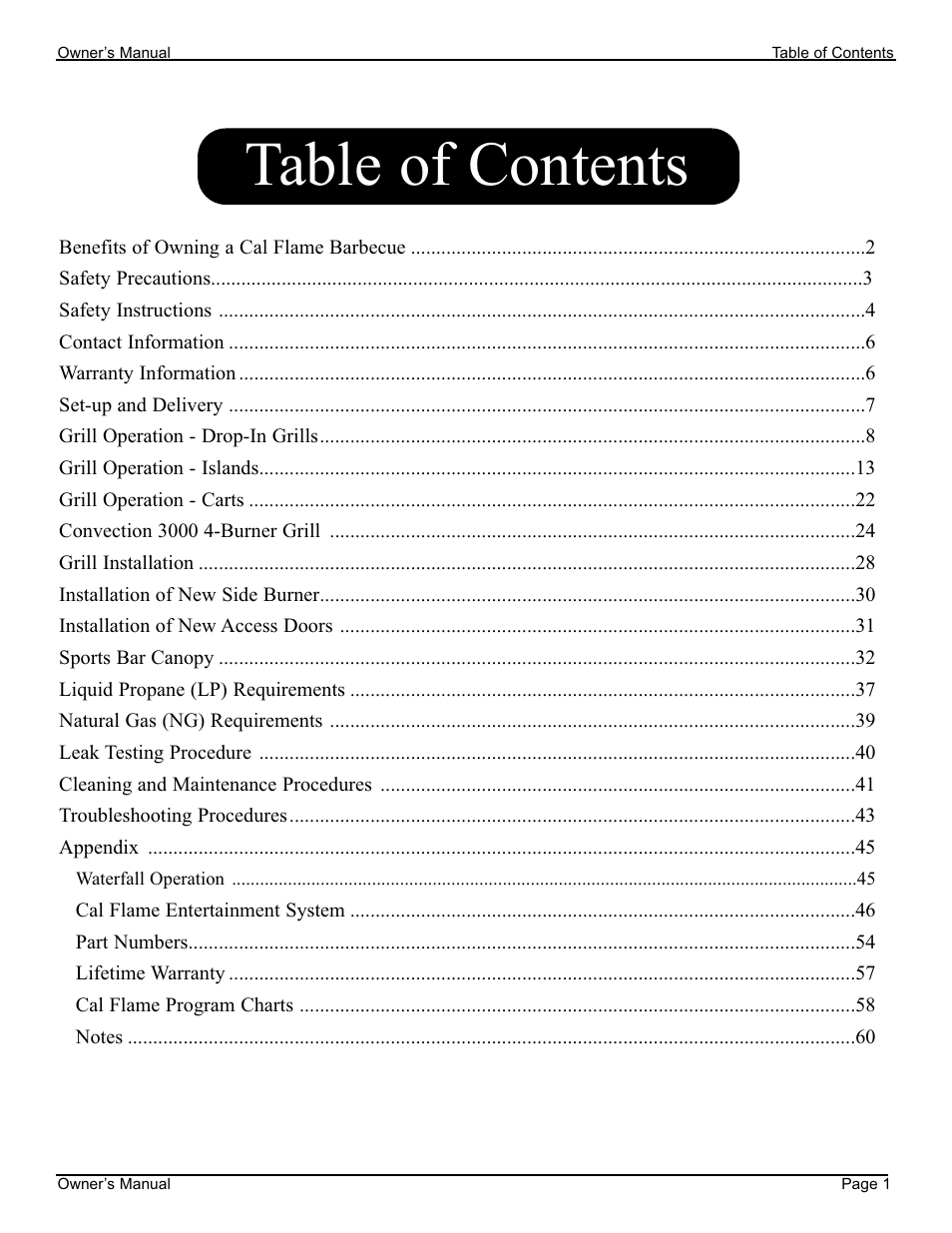 Cal Flame 3000 User Manual | Page 2 / 61