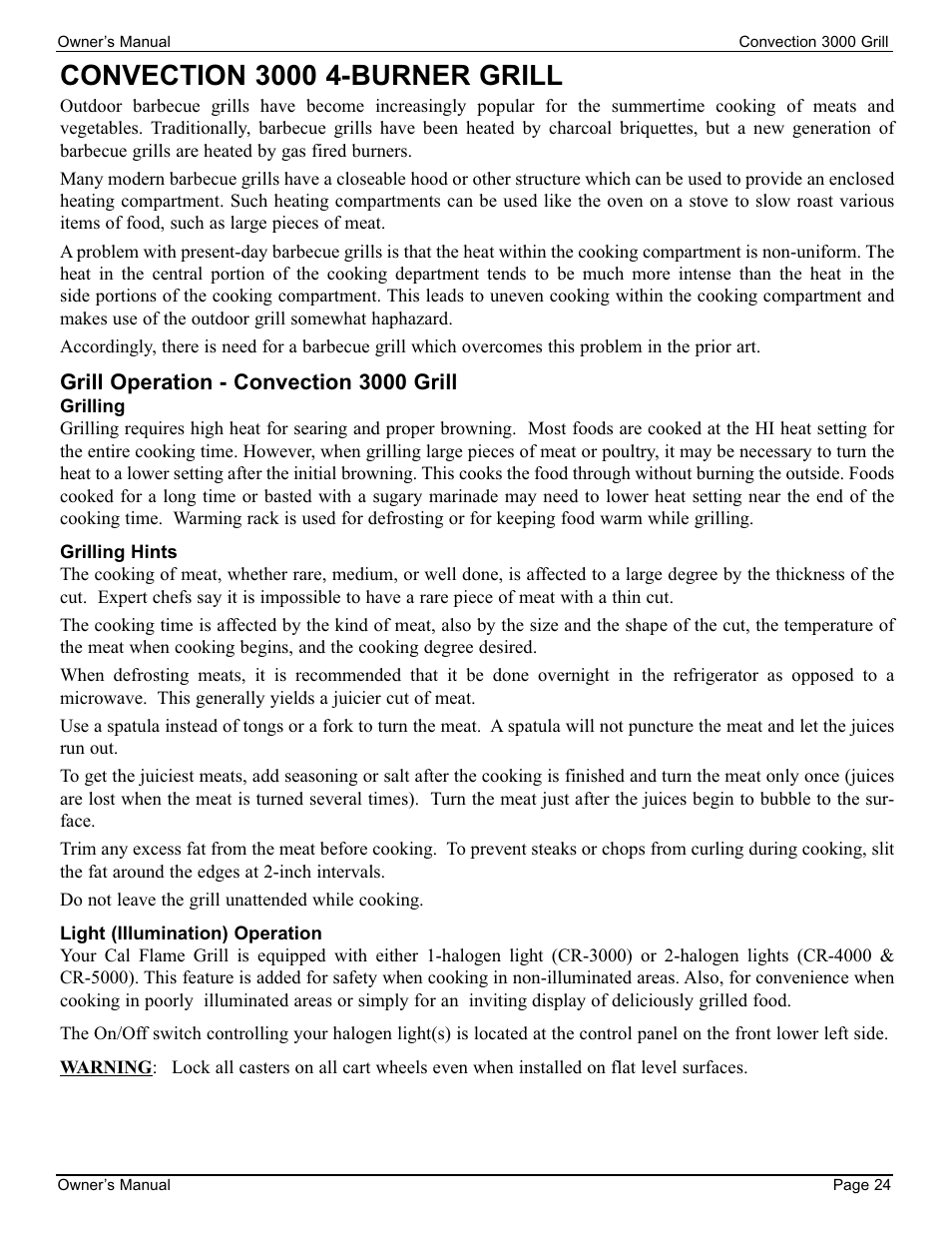 Convection 3000 4-burner grill | Cal Flame 3000 User Manual | Page 25 / 61