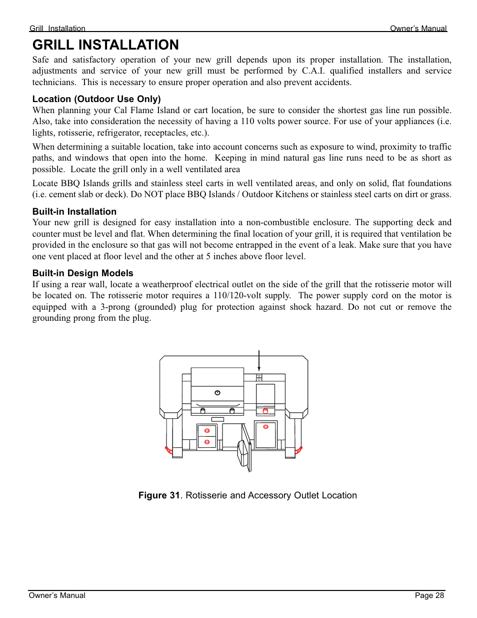 Grill installation | Cal Flame 3000 User Manual | Page 29 / 61
