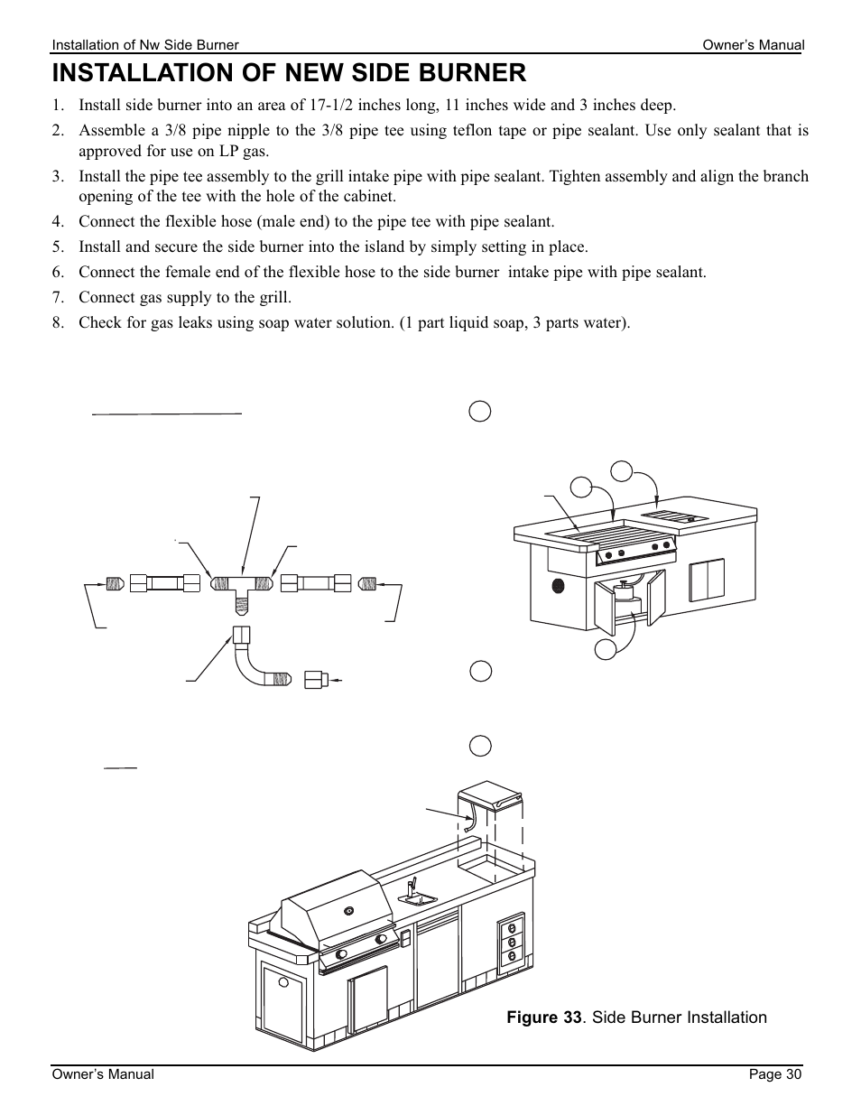 Installation of new side burner | Cal Flame 3000 User Manual | Page 31 / 61