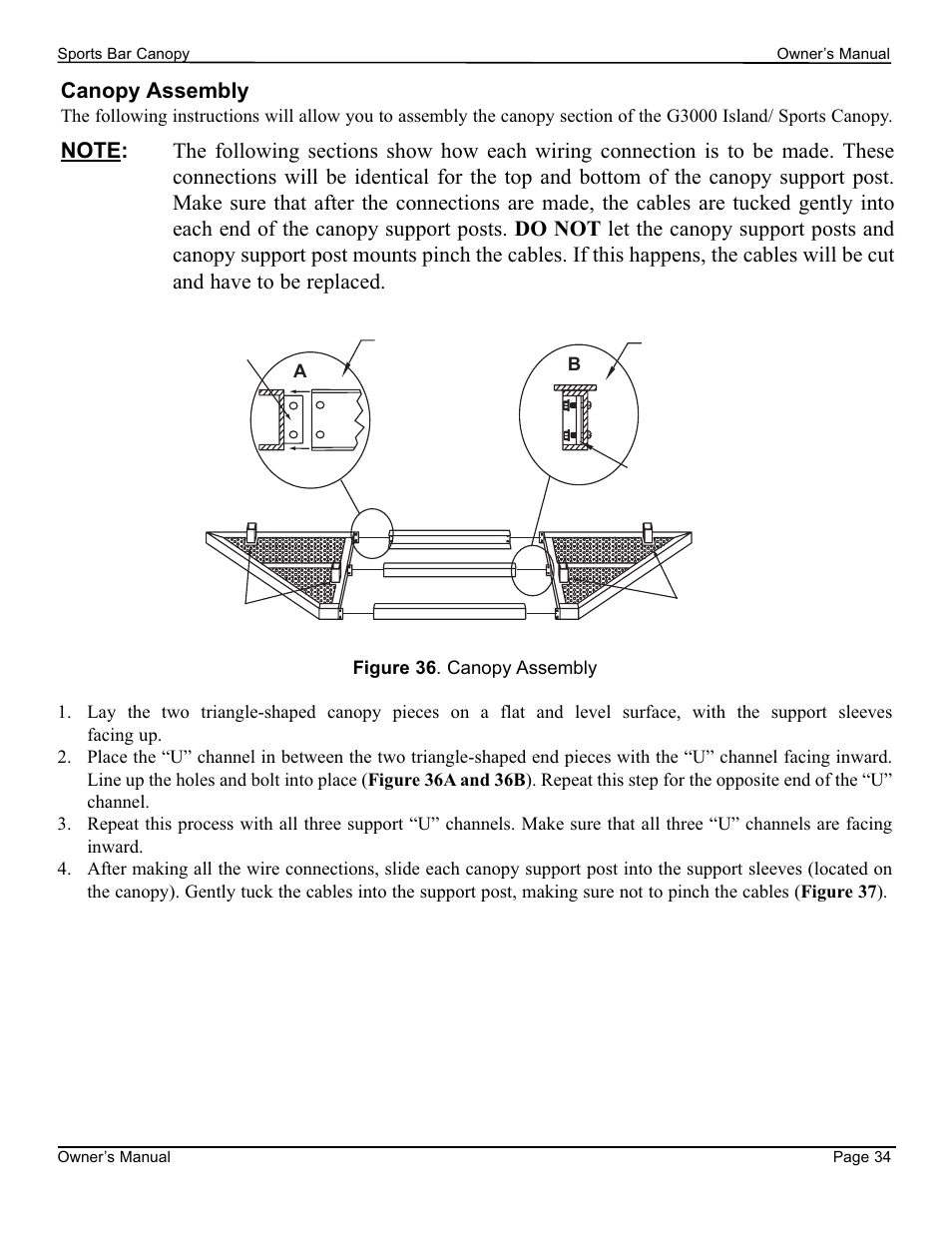 Canopy assembly | Cal Flame 3000 User Manual | Page 35 / 61