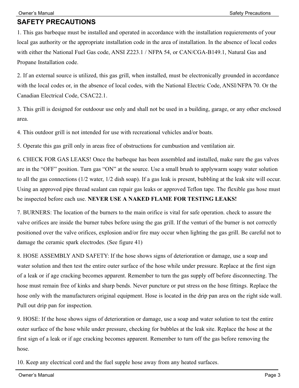 Safety precautions | Cal Flame 3000 User Manual | Page 4 / 61