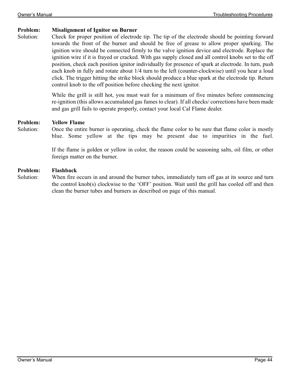 Cal Flame 3000 User Manual | Page 45 / 61