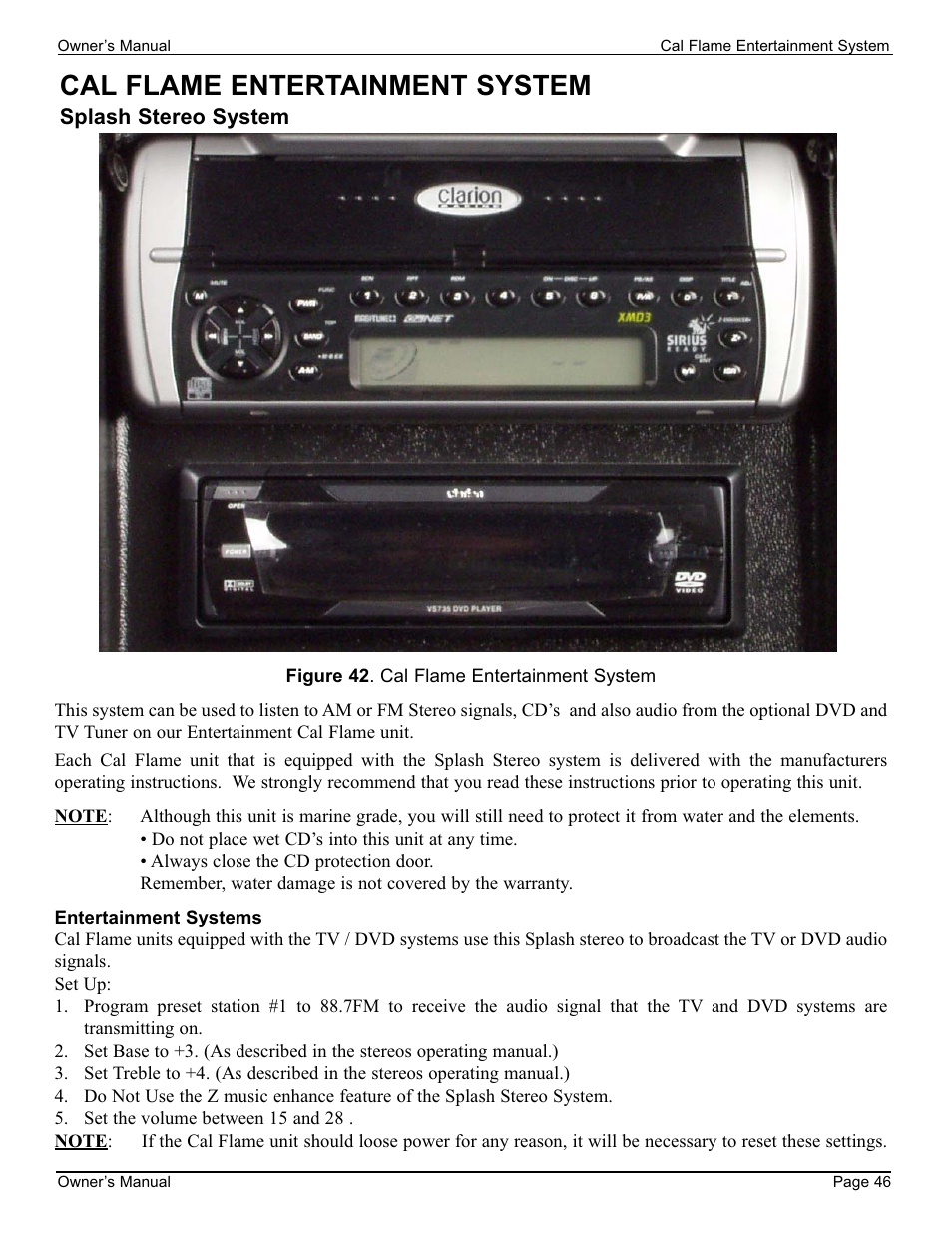 Cal flame entertainment system | Cal Flame 3000 User Manual | Page 47 / 61