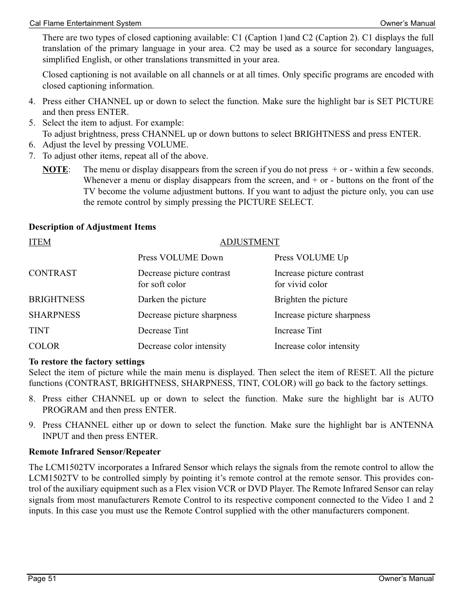 Cal Flame 3000 User Manual | Page 52 / 61