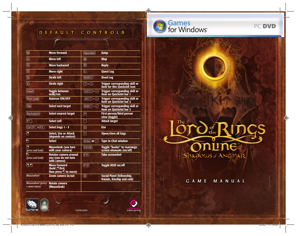 CodeMasters Lord Of the Rings Online - Shadows of Angmar for PC User Manual | 65 pages