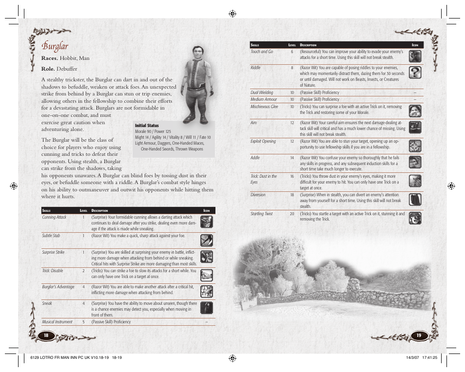 Burglar | CodeMasters Lord Of the Rings Online - Shadows of Angmar for PC User Manual | Page 11 / 65