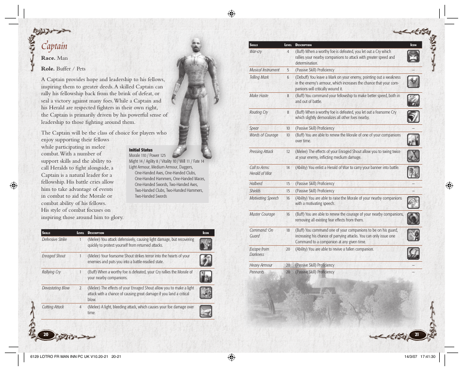 Captain | CodeMasters Lord Of the Rings Online - Shadows of Angmar for PC User Manual | Page 12 / 65