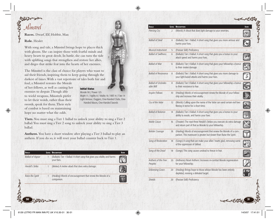 Minstrel | CodeMasters Lord Of the Rings Online - Shadows of Angmar for PC User Manual | Page 17 / 65