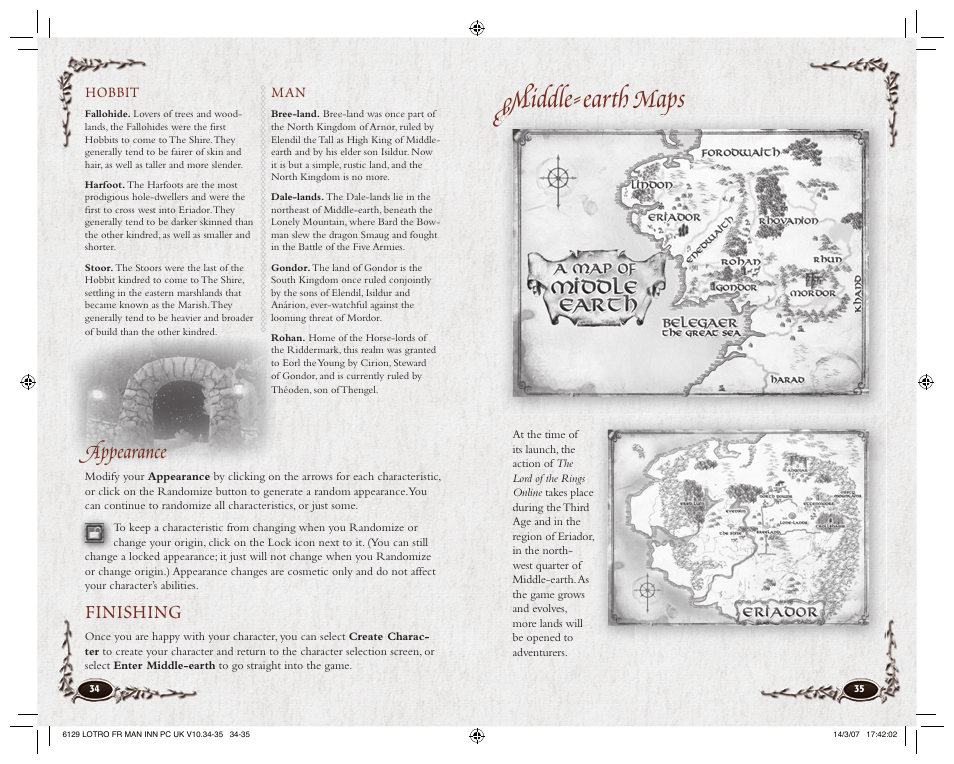 Middle-earth maps, Appearance, Finishing | Hobbit | CodeMasters Lord Of the Rings Online - Shadows of Angmar for PC User Manual | Page 19 / 65