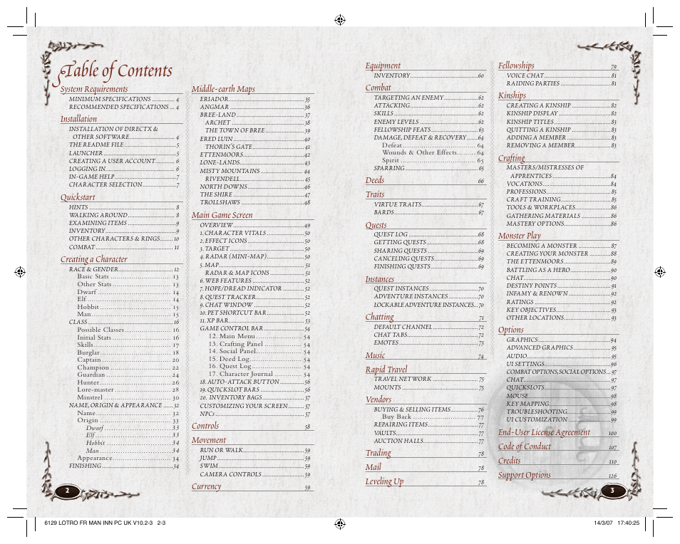 CodeMasters Lord Of the Rings Online - Shadows of Angmar for PC User Manual | Page 3 / 65