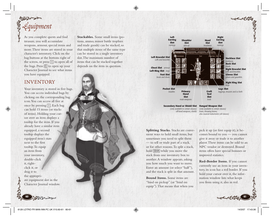 Equipment, Inventory | CodeMasters Lord Of the Rings Online - Shadows of Angmar for PC User Manual | Page 32 / 65