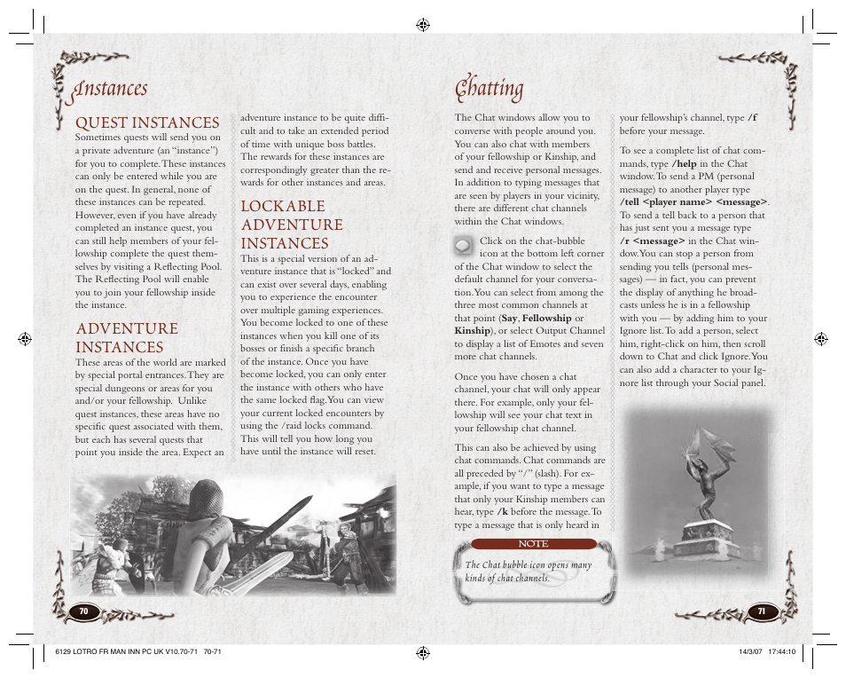 Instances chatting, Quest instances, Adventure instances | Lockable adventure instances | CodeMasters Lord Of the Rings Online - Shadows of Angmar for PC User Manual | Page 37 / 65