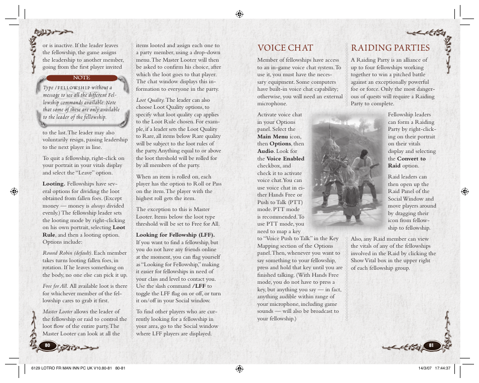 Voice chat, Raiding parties | CodeMasters Lord Of the Rings Online - Shadows of Angmar for PC User Manual | Page 42 / 65
