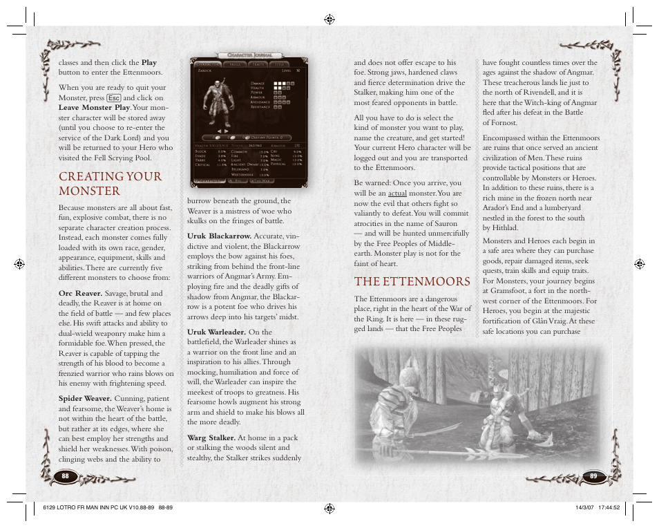 Creating your monster, The ettenmoors | CodeMasters Lord Of the Rings Online - Shadows of Angmar for PC User Manual | Page 46 / 65