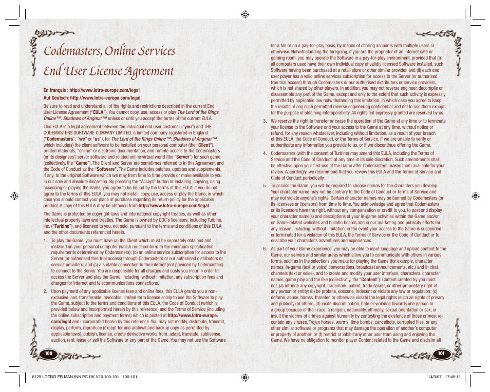 CodeMasters Lord Of the Rings Online - Shadows of Angmar for PC User Manual | Page 52 / 65