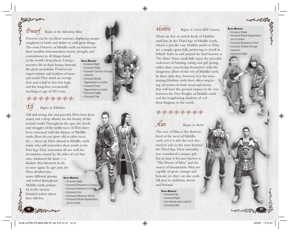 Hobbit, Dwarf | CodeMasters Lord Of the Rings Online - Shadows of Angmar for PC User Manual | Page 9 / 65