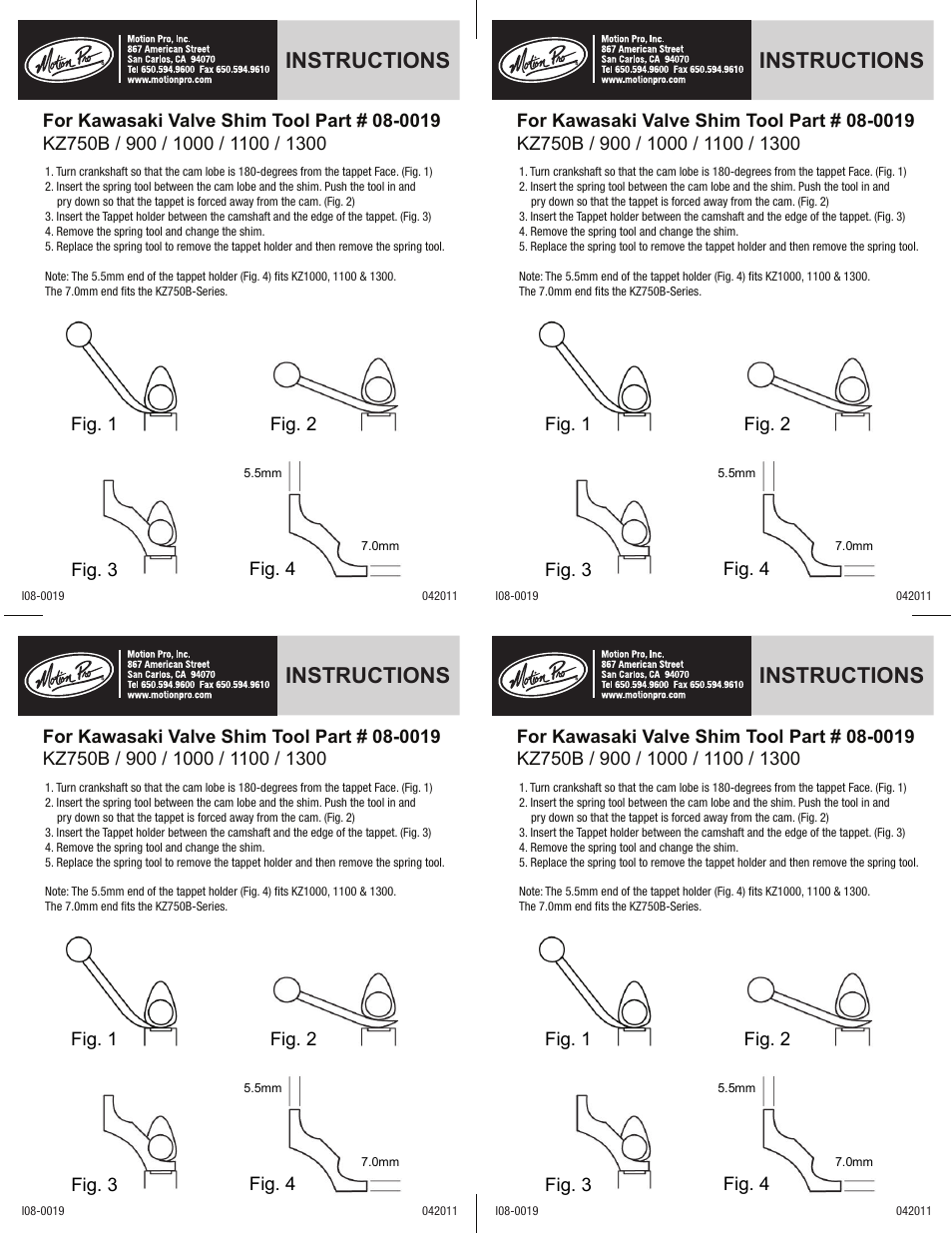 Motion Pro 08-0019 User Manual | 1 page