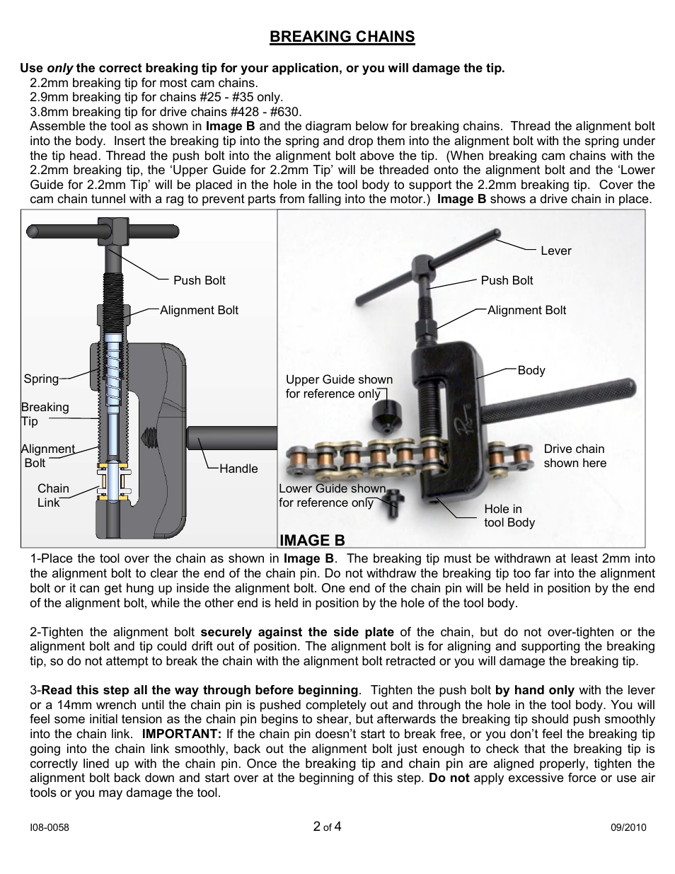 Breaking chains, Image b | Motion Pro 08-0058 User Manual | Page 2 / 4