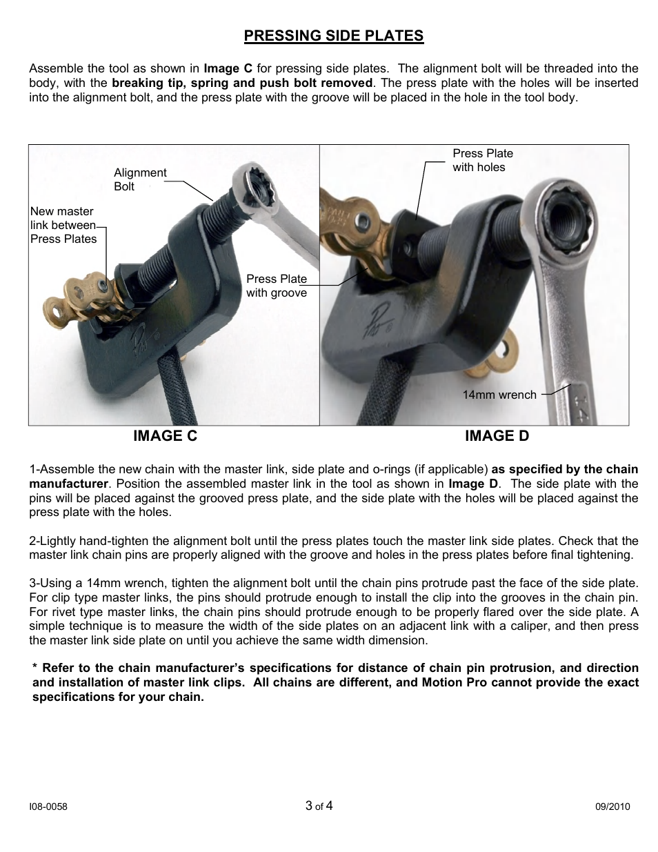 Pressing side plates, Image c image d | Motion Pro 08-0058 User Manual | Page 3 / 4
