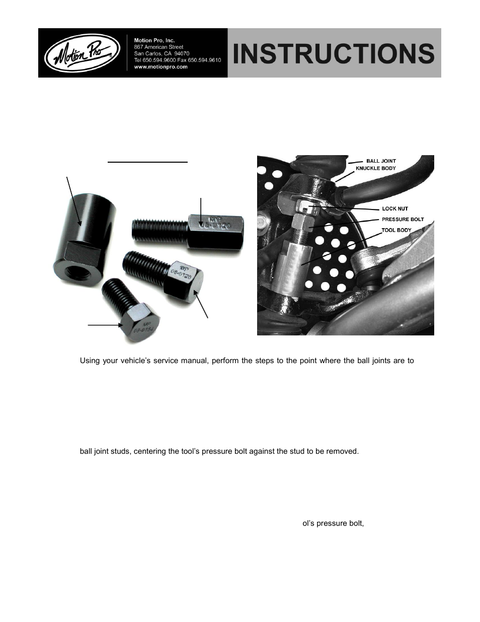 Motion Pro 08-0120 User Manual | 1 page