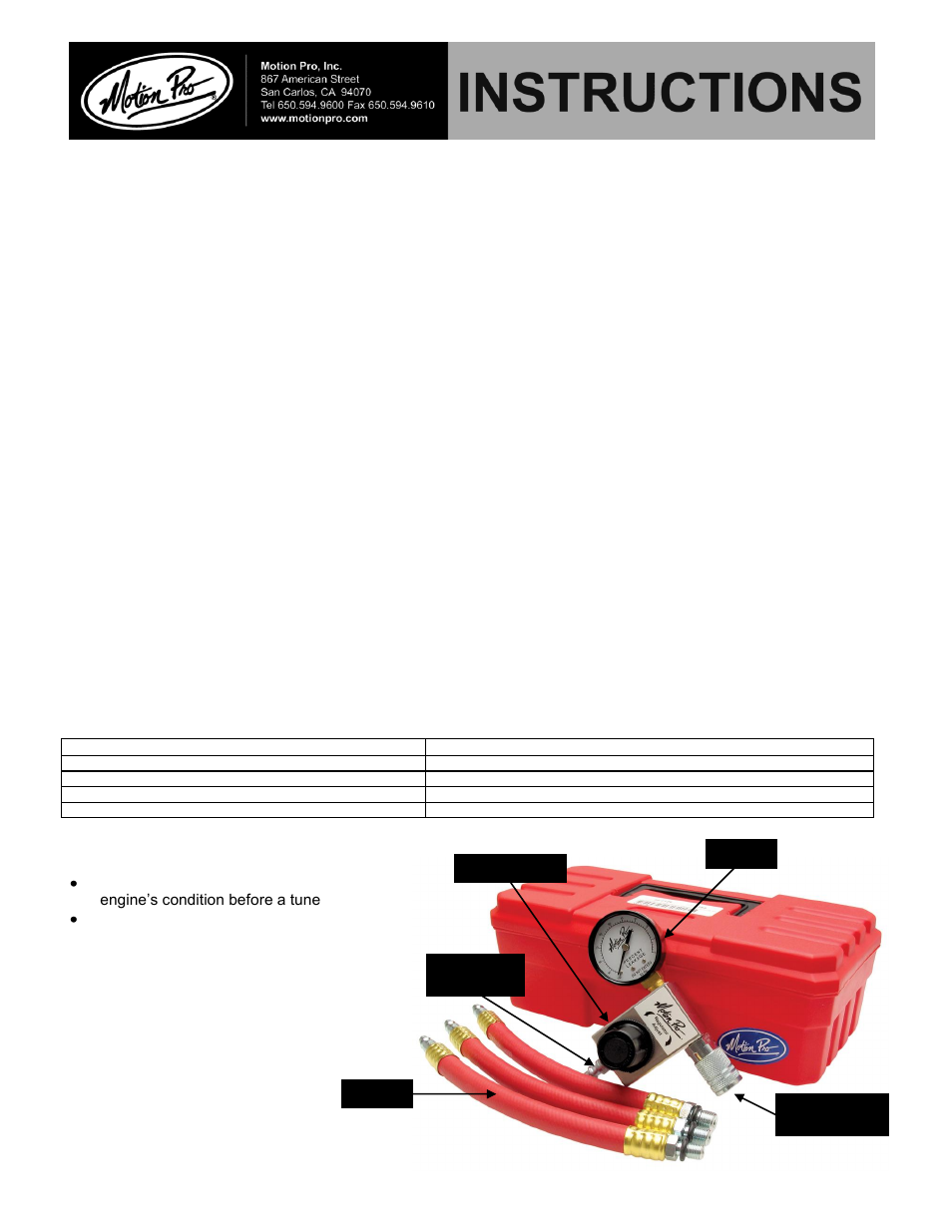 Motion Pro 08-0126 User Manual | 1 page