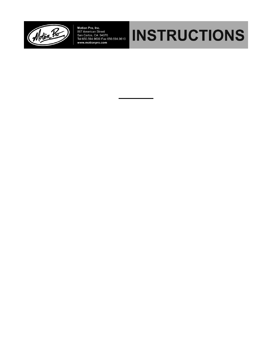 Motion Pro 08-0188 User Manual | 1 page