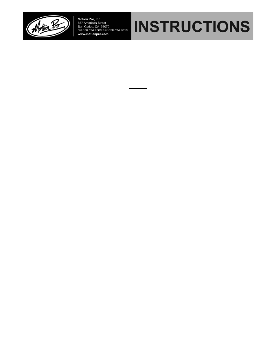 Motion Pro 08-0301 User Manual | 2 pages