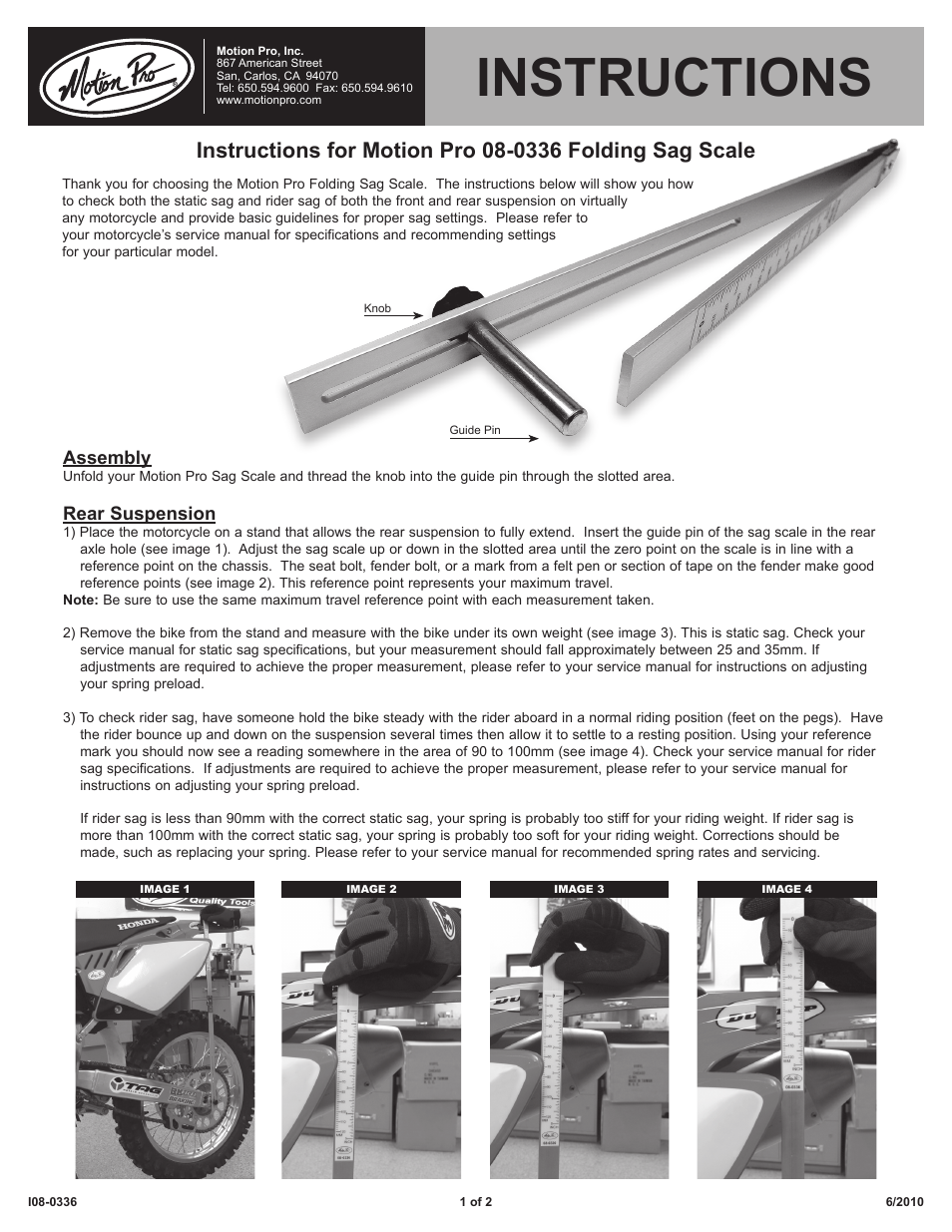 Motion Pro 08-0336 User Manual | 2 pages